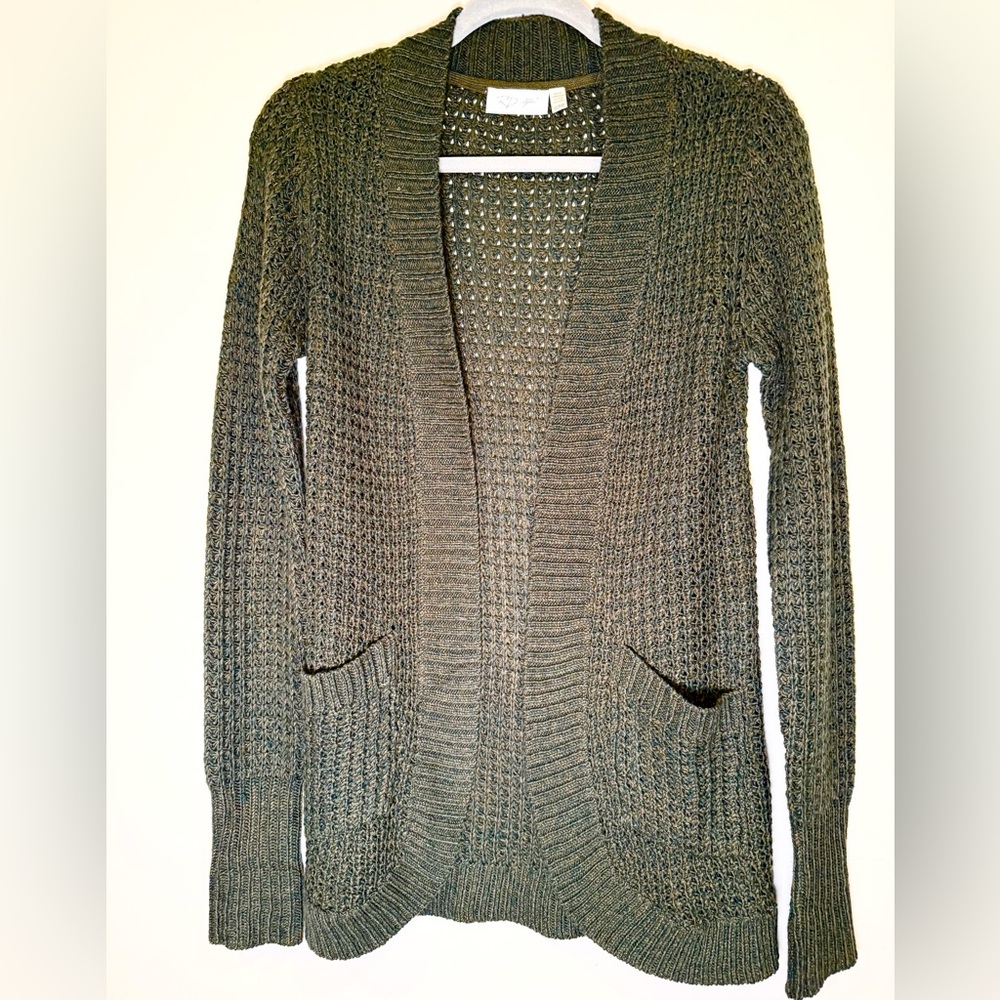 RD Style Open weave crochet cardigan olive S